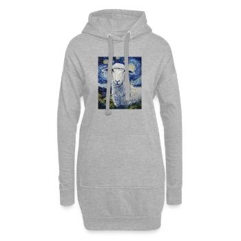 Mouton style Van Gogh Nuit étoilée - Sweat-shirt à capuche long Femme - gris chiné - Devant