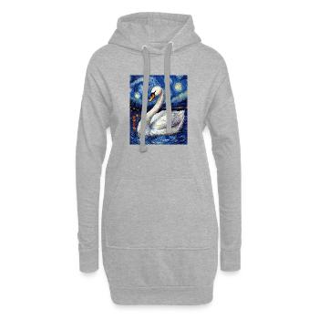 Cygne Oiseau Style Van Gogh - Sweat-shirt à capuche long Femme - gris chiné - Devant