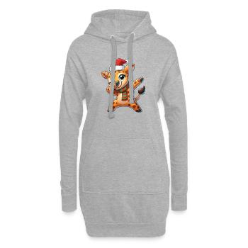 Mignon Girafe Chapeau de Noël Luxure de Noël - Sweat-shirt à capuche long Femme - gris chiné - Devant
