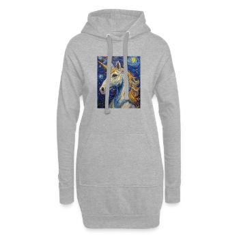 Einhorn Einhörner Licorne Style Van Gogh - Sweat-shirt à capuche long Femme - gris chiné - Devant