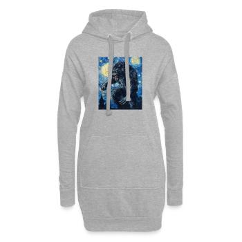 Loup loup-garou style Van Gogh - Sweat-shirt à capuche long Femme - gris chiné - Devant