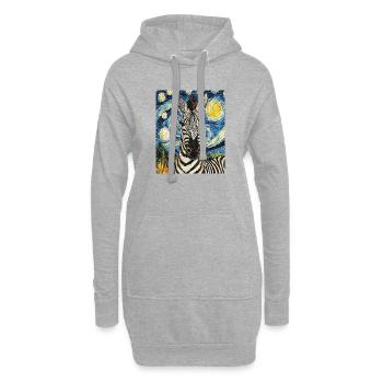 zèbre style van gogh nuit étoilée - Sweat-shirt à capuche long Femme - gris chiné - Devant