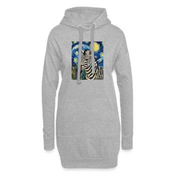 zèbre style van gogh nuit étoilée - Sweat-shirt à capuche long Femme - gris chiné - Devant