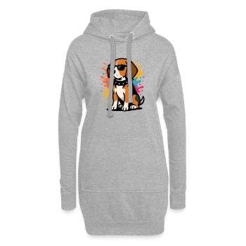 Sungled Beagle Hund in Farbe - Hoodie-Kleid - Grau meliert - Vorne