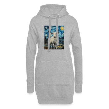 Mouton style Van Gogh Nuit étoilée - Sweat-shirt à capuche long Femme - gris chiné - Devant