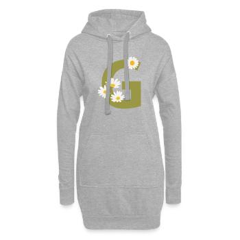 Lettre g vert marguerites - Sweat-shirt à capuche long Femme - gris chiné - Devant