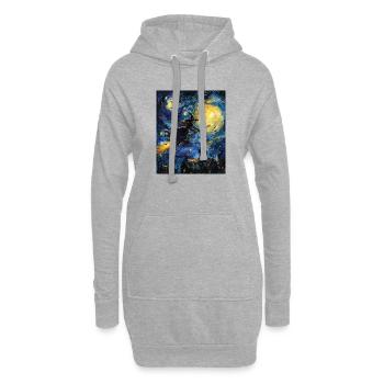 Sorcière Van Gogh Nuit étoilée - Sweat-shirt à capuche long Femme - gris chiné - Devant