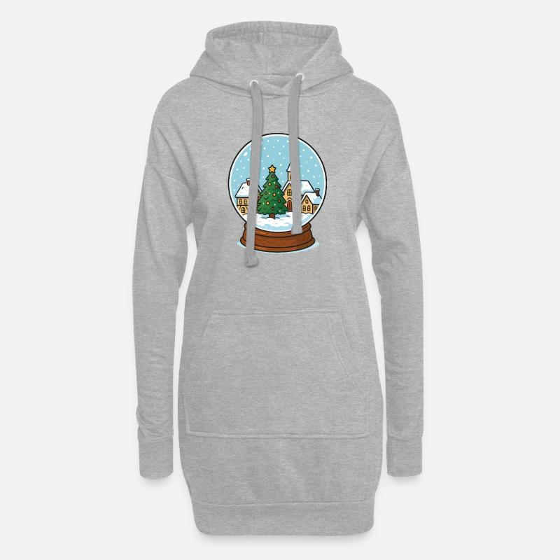 Winterdorf in Schneekugel - Hoodie-Kleid - Grau meliert