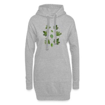 Green Leaves Autumn Nature Leaf Pattern - Hoodie Dress - heather grey - Front