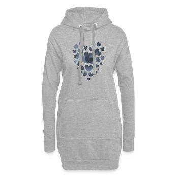 graublaue herzen herz Muster graue herzen  - Hoodie-Kleid - Grau meliert - Vorne