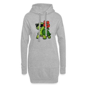 Tortue solaire avec hibiscus - Sweat-shirt à capuche long Femme - gris chiné - Devant