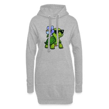 Schildkröte mit Hibiskus Blume - Hoodie-Kleid - Grau meliert - Vorne