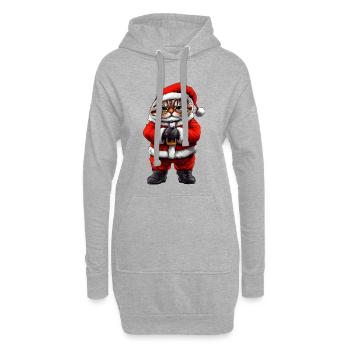Chats Noël - Sweat-shirt à capuche long Femme - gris chiné - Devant