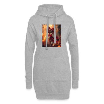 Romantische Blumen Katze - Hoodie-Kleid - Grau meliert - Vorne