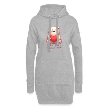 Teddy Bear with a Heart - Hoodie Dress - heather grey - Front