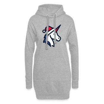 Cooles Einhorn Weihnachtsmütze Zwinkern - Hoodie-Kleid - Grau meliert - Vorne