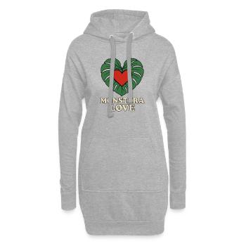 Monstera Love - Hoodie-Kleid - Grau meliert - Vorne