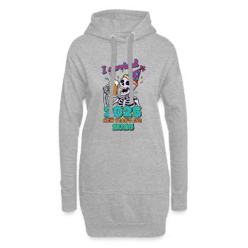 Ich habe die Silvesterparty 2025 überlebt - Hoodie-Kleid - Grau meliert - Vorne