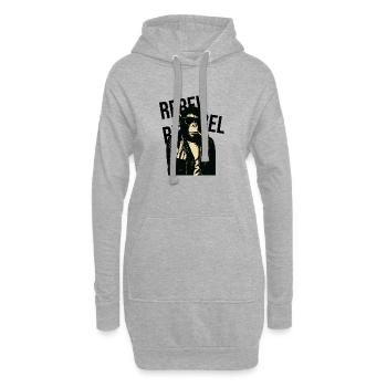 Rebellischer Affe in Leder - Hoodie-Kleid - Grau meliert - Vorne
