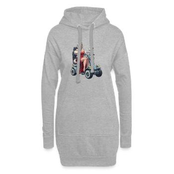 Pin-up Diva sur scooter de mobilité et chien - Sweat-shirt à capuche long Femme - gris chiné - Devant
