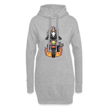 Cool Biker Unicorn Motorrad Flammen - Hoodie-Kleid - Grau meliert - Vorne