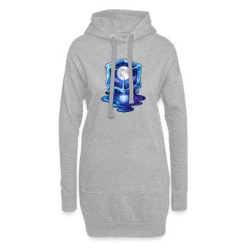 Kosmische Eiswürfel-Galaxie - Hoodie-Kleid - Grau meliert - Vorne