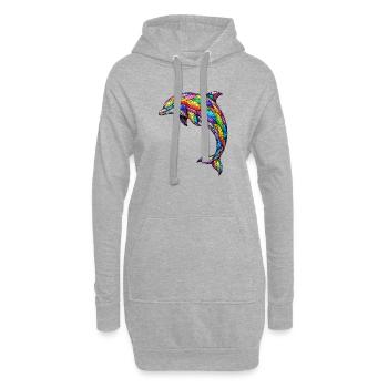 Bunter Mosaik-Delfin Abstraktes Ocean Art Design - Hoodie-Kleid - Grau meliert - Vorne