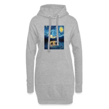 Kayak Van Gogh Nuit étoilée - Sweat-shirt à capuche long Femme - gris chiné - Devant