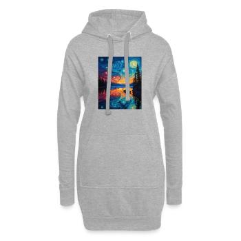 Kayak Van Gogh Nuit étoilée - Sweat-shirt à capuche long Femme - gris chiné - Devant