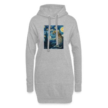 Léopard Van Gogh - Sweat-shirt à capuche long Femme - gris chiné - Devant