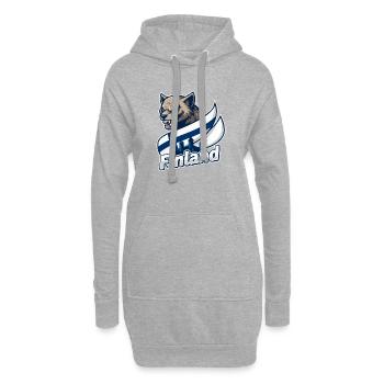 Finnland Wolf mit finnischer Flagge - Hoodie-Kleid - Grau meliert - Vorne