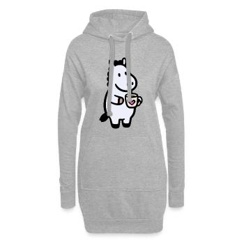 HerzHippo Kaffee Begleiter - Hoodie-Kleid - Grau meliert - Vorne
