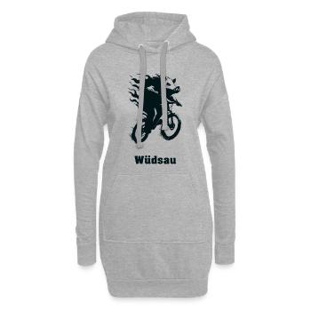 Flammenross auf Rad - Hoodie-Kleid - Grau meliert - Vorne