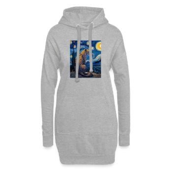 Léopard Van Gogh - Sweat-shirt à capuche long Femme - gris chiné - Devant