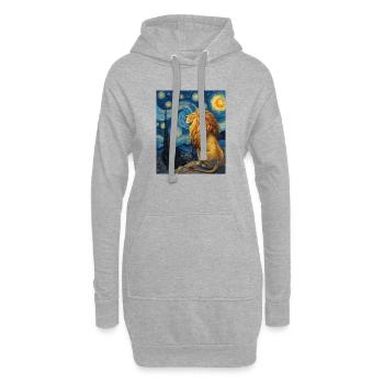 Löwe Van Gogh - Hoodie-Kleid - Grau meliert - Vorne