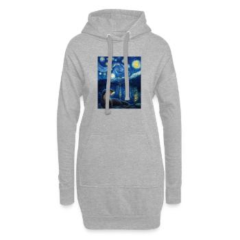 Loutre Van Gogh - Sweat-shirt à capuche long Femme - gris chiné - Devant