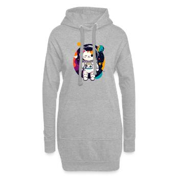 Chat astronaute qui fait un clin d’œil dans l’espace Art du chat - Sweat-shirt à capuche long Femme - gris chiné - Devant