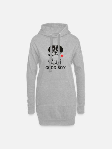 Good Boy – Cute Dog Motif - Hoodie Dress - heather grey