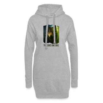 Die zwei Gesichter des Wolfs - Hoodie-Kleid - Grau meliert - Vorne