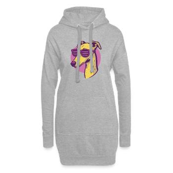 Windhund, Galgo Sonnenbrille Pop-Art - Hoodie-Kleid - Grau meliert - Vorne