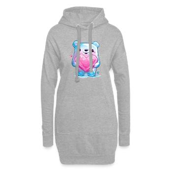Kuschelbär mit Herzkristall - Hoodie-Kleid - Grau meliert - Vorne