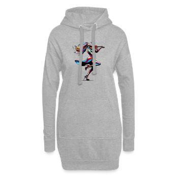 Bunte abstrakte Geige - Hoodie-Kleid - Grau meliert - Vorne