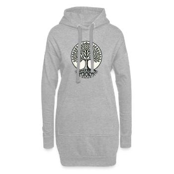 Baum des Lebens – Gaia – Natur - Hoodie-Kleid - Grau meliert - Vorne