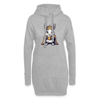 Le Roi de la Bière Lapin - Sweat-shirt à capuche long Femme - gris chiné - Devant