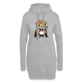 Roi de la Bière Léopard - Sweat-shirt à capuche long Femme - gris chiné - Devant