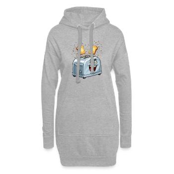 Grille-pain joyeux avec toast sautant - Sweat-shirt à capuche long Femme - gris chiné - Devant