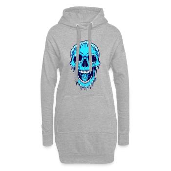 Schmelzender Blauschädel - Hoodie-Kleid - Grau meliert - Vorne