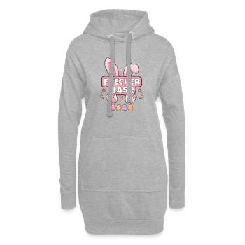 Frecher Hase - Süßes Kawaii Osterhasen - Hoodie-Kleid - Grau meliert - Vorne