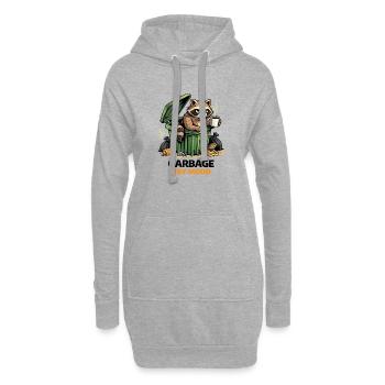 Raccoon in a Trash Can Mood - Hoodie Dress - heather grey - Front