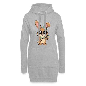 Ostern Cooler Osterhase Sonnenbrille - Hoodie-Kleid - Grau meliert - Vorne
